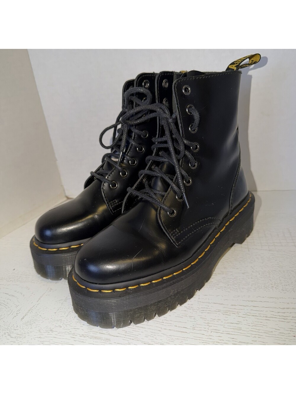 Dr. Martens Jadon Black Leather Platform Combat Boots Men’s 7 / Women’s 6